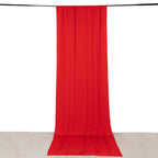 Red 4 - Way Stretch Spandex Event Curtain Drapes, Wrinkle Free Backdrop Event Panel with Rod Pockets - 5ftx14ft - Bell Racket Store