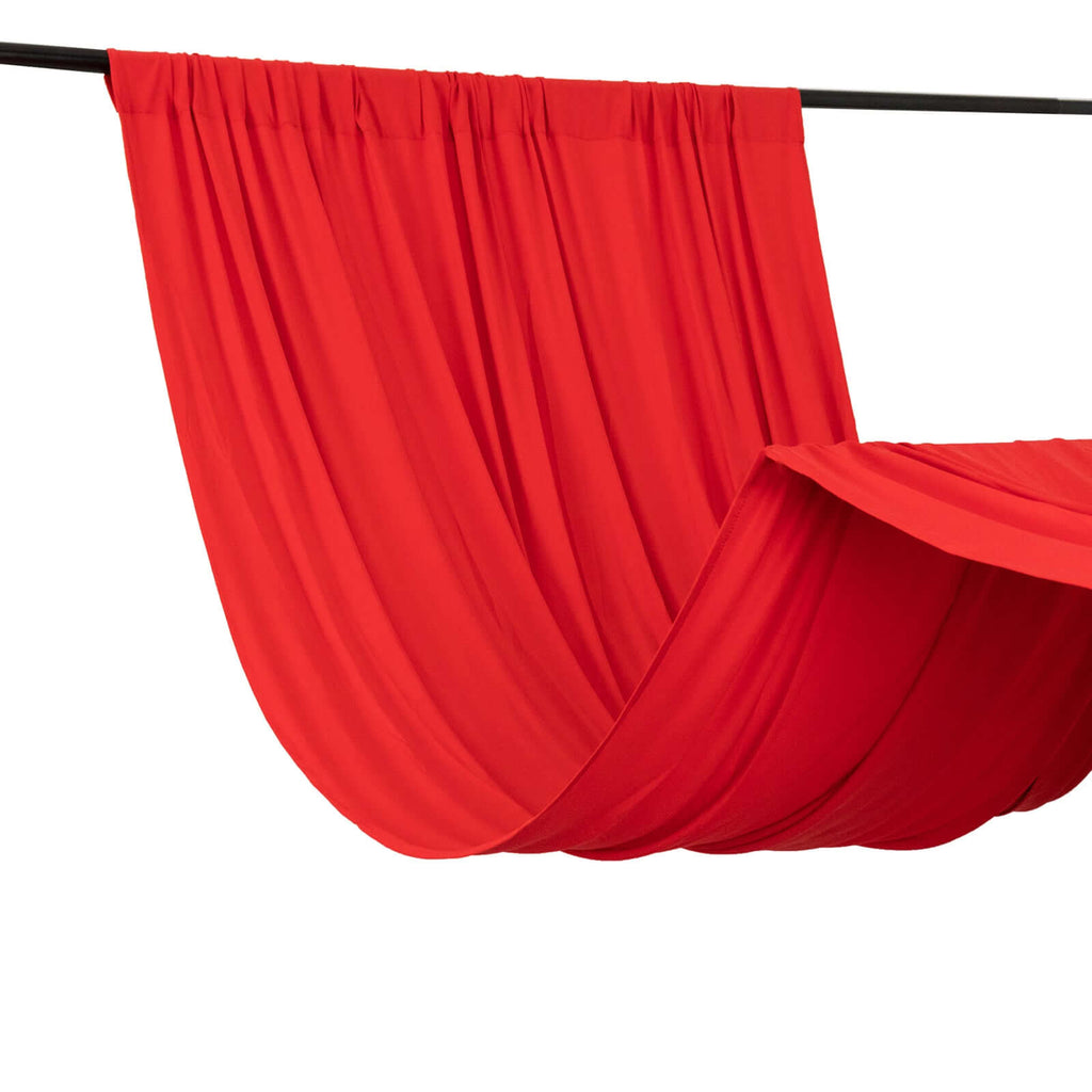 Red 4 - Way Stretch Spandex Event Curtain Drapes, Wrinkle Free Backdrop Event Panel with Rod Pockets - 5ftx14ft - Bell Racket Store