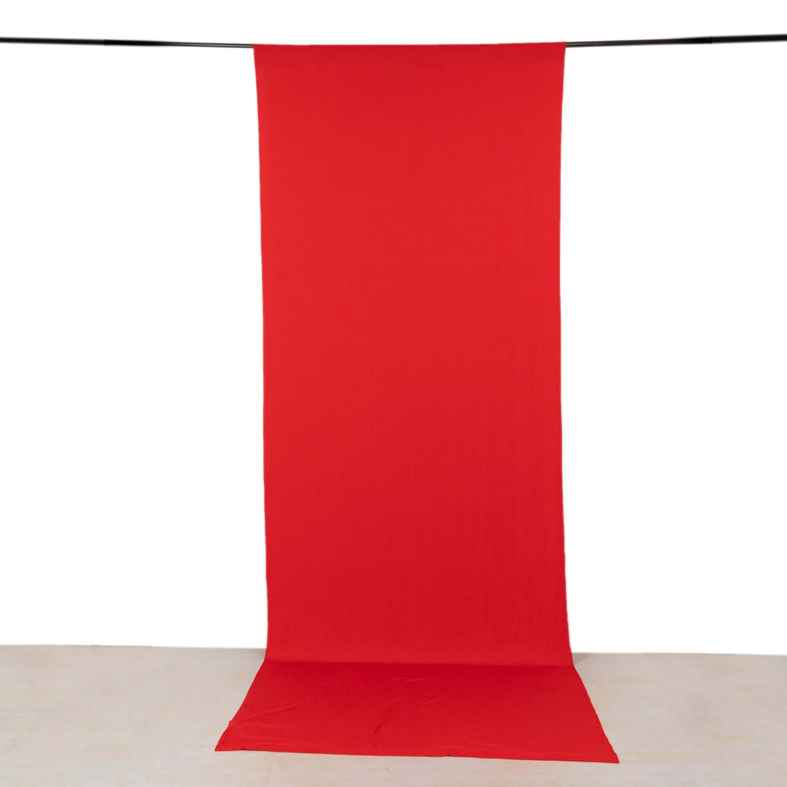 Red 4 - Way Stretch Spandex Event Curtain Drapes, Wrinkle Free Backdrop Event Panel with Rod Pockets - 5ftx14ft - Bell Racket Store