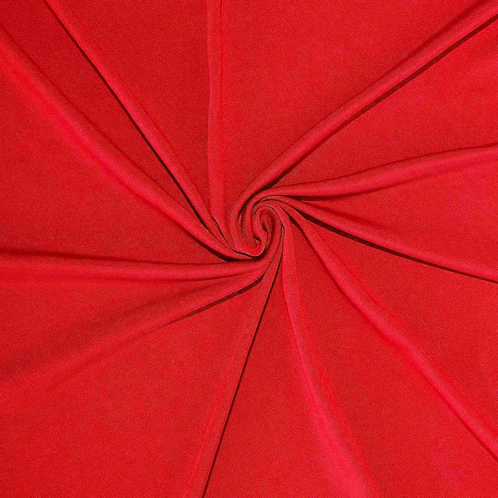 Red 4 - Way Stretch Spandex Event Curtain Drapes, Wrinkle Free Backdrop Event Panel with Rod Pockets - 5ftx14ft - Bell Racket Store