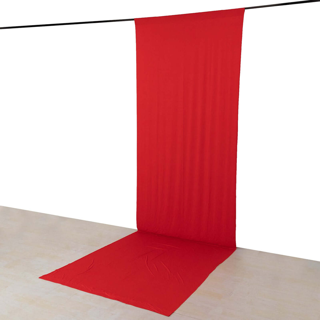 Red 4 - Way Stretch Spandex Event Curtain Drapes, Wrinkle Free Backdrop Event Panel with Rod Pockets - 5ftx16ft - Bell Racket Store
