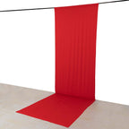 Red 4 - Way Stretch Spandex Event Curtain Drapes, Wrinkle Free Backdrop Event Panel with Rod Pockets - 5ftx16ft - Bell Racket Store
