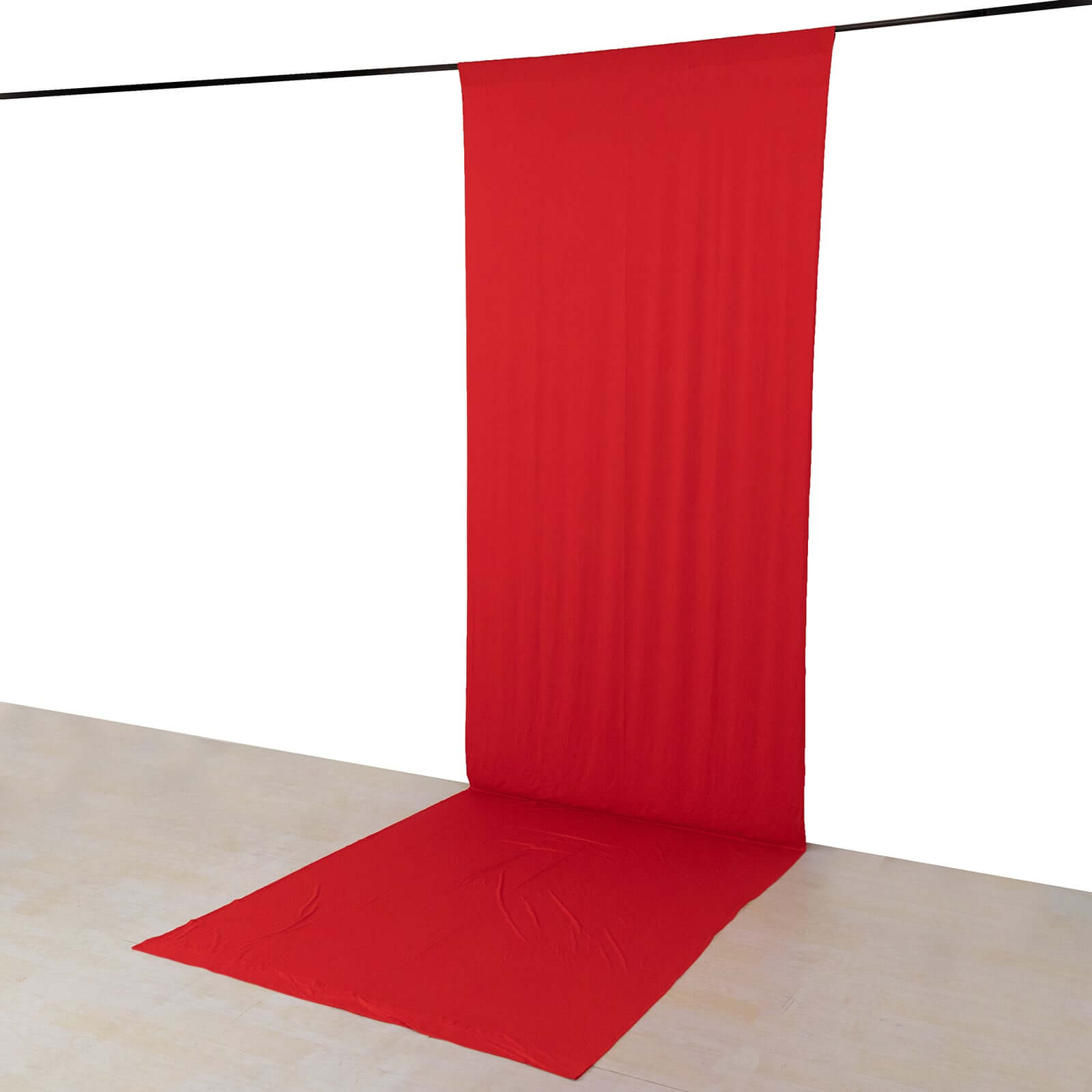 Red 4 - Way Stretch Spandex Event Curtain Drapes, Wrinkle Free Backdrop Event Panel with Rod Pockets - 5ftx16ft - Bell Racket Store