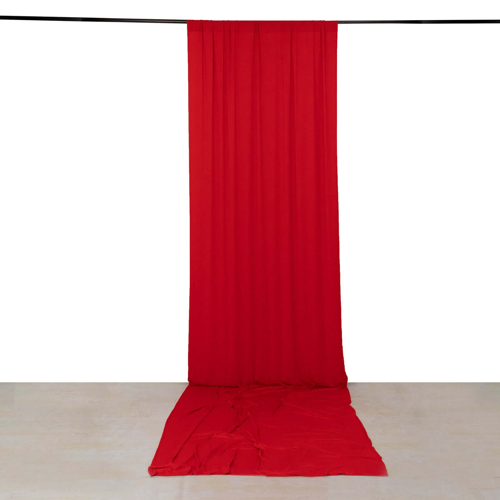 Red 4 - Way Stretch Spandex Event Curtain Drapes, Wrinkle Free Backdrop Event Panel with Rod Pockets - 5ftx16ft - Bell Racket Store