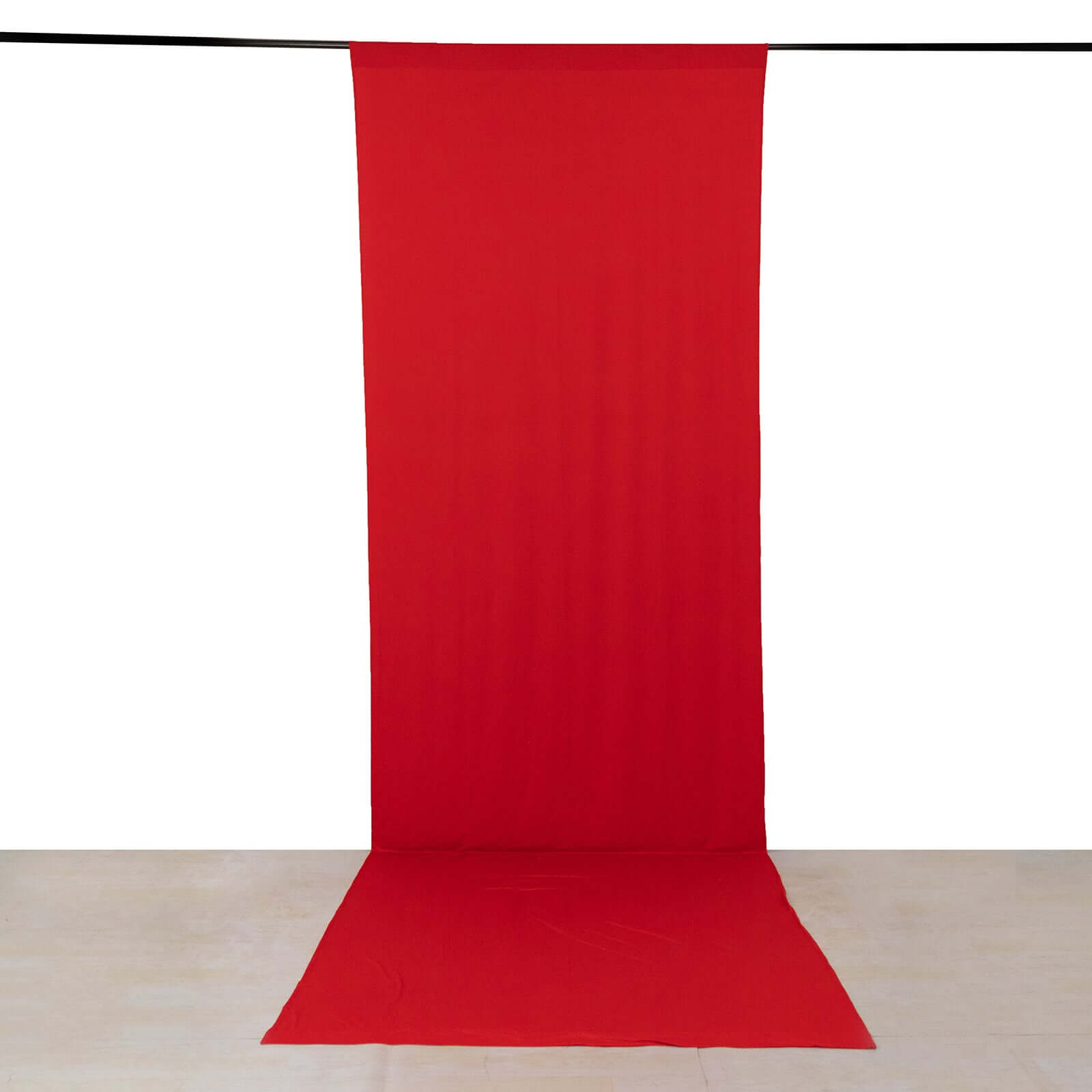 Red 4 - Way Stretch Spandex Event Curtain Drapes, Wrinkle Free Backdrop Event Panel with Rod Pockets - 5ftx16ft - Bell Racket Store