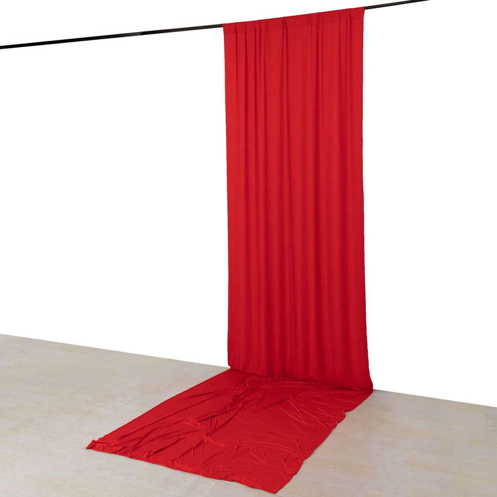 Red 4 - Way Stretch Spandex Event Curtain Drapes, Wrinkle Free Backdrop Event Panel with Rod Pockets - 5ftx16ft - Bell Racket Store