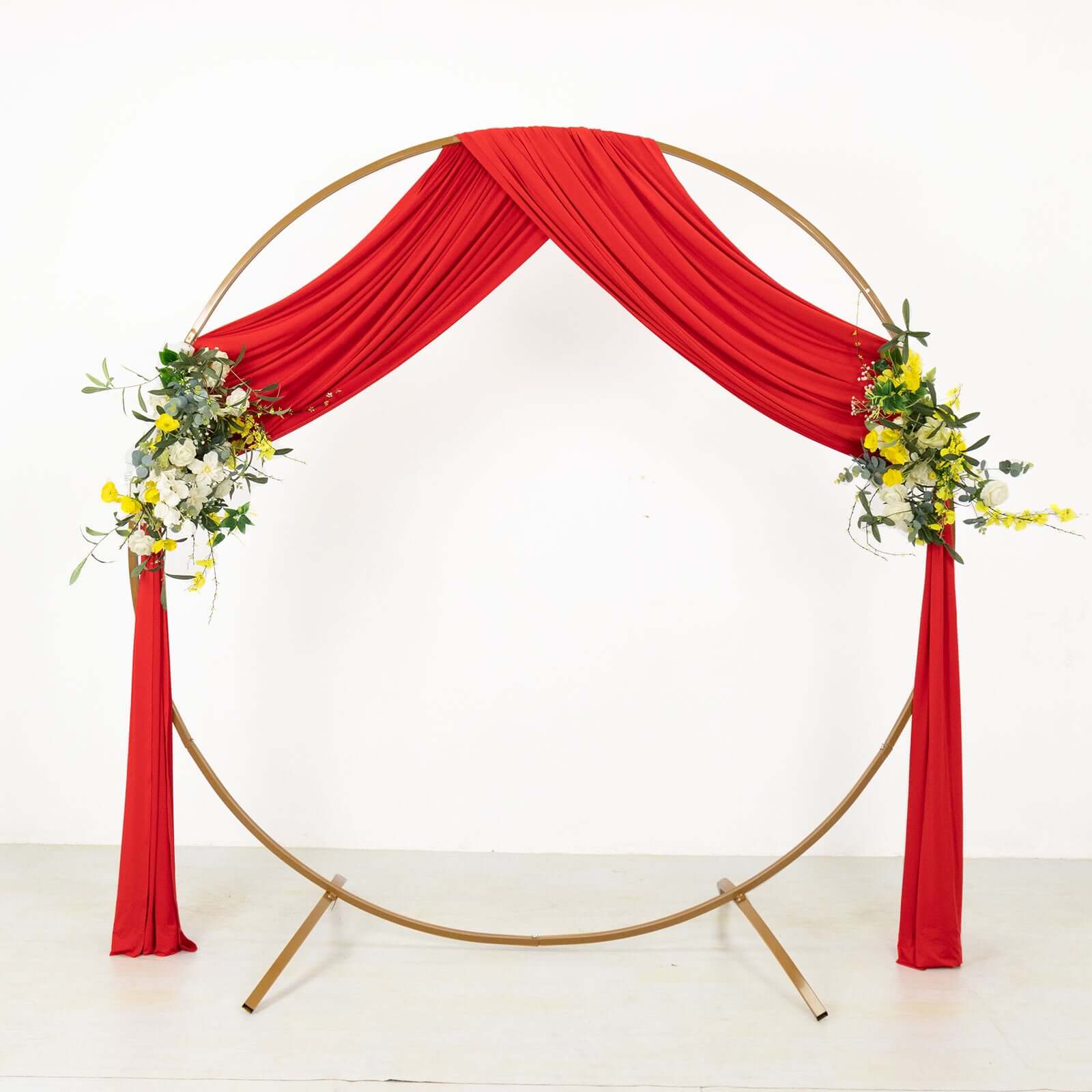 Red 4 - Way Stretch Spandex Event Curtain Drapes, Wrinkle Free Backdrop Event Panel with Rod Pockets - 5ftx18ft - Bell Racket Store