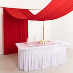 Red 4 - Way Stretch Spandex Event Curtain Drapes, Wrinkle Free Backdrop Event Panel with Rod Pockets - 5ftx18ft - Bell Racket Store