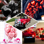 2 Pack 15" 4D Metallic Red Heart Mylar Foil Helium or Air Balloons