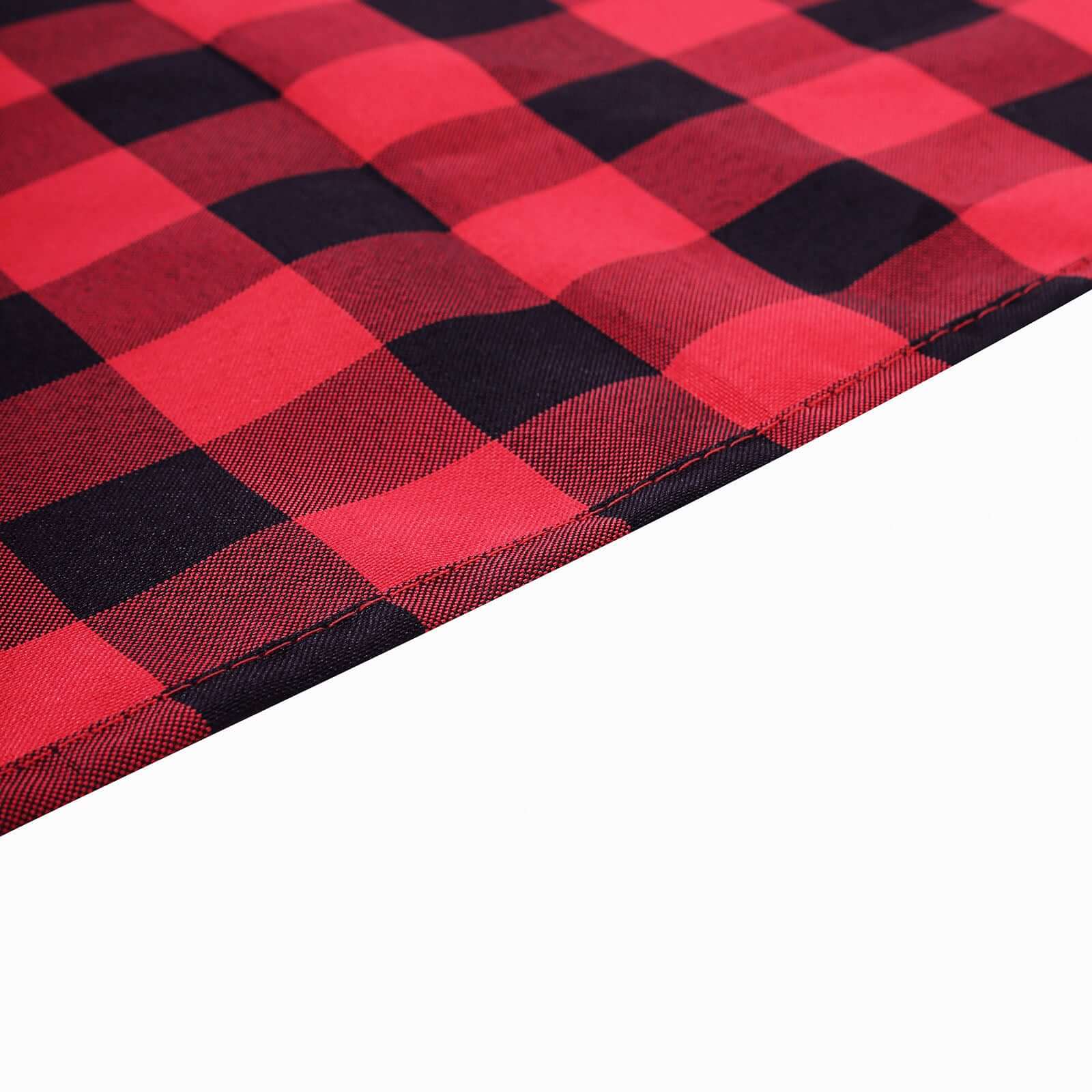 5 Pack Polyester 15"x15" Napkins Black/Red Buffalo Plaid Gingham Style Cloth Napkins