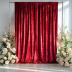 Red Crushed Velvet Backdrop Curtain â€“ 5ft x 14ft Event Drape with Rod Pocket, Privacy Panel for Photo Booths & Events - Bell Racket Store
