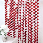 Red Heart Chain Foil Fringe Curtain Party Backdrop, Metallic Red Tinsel Streamer Party Decor - Door Window Foil Curtain - 3ftx6.5ft - Bell Racket Store