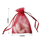 10 Pack 3"x4" Burgundy Organza Drawstring Wedding Party Favor Gift Bags - Clearance SALE