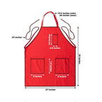 Red Premium Polyester Cooking Chef Apron with Adjustable Neck and Long Ties, Waterdrop Resistant 2 Pockets Unisex Kitchen Bib Apron - Bell Racket Store