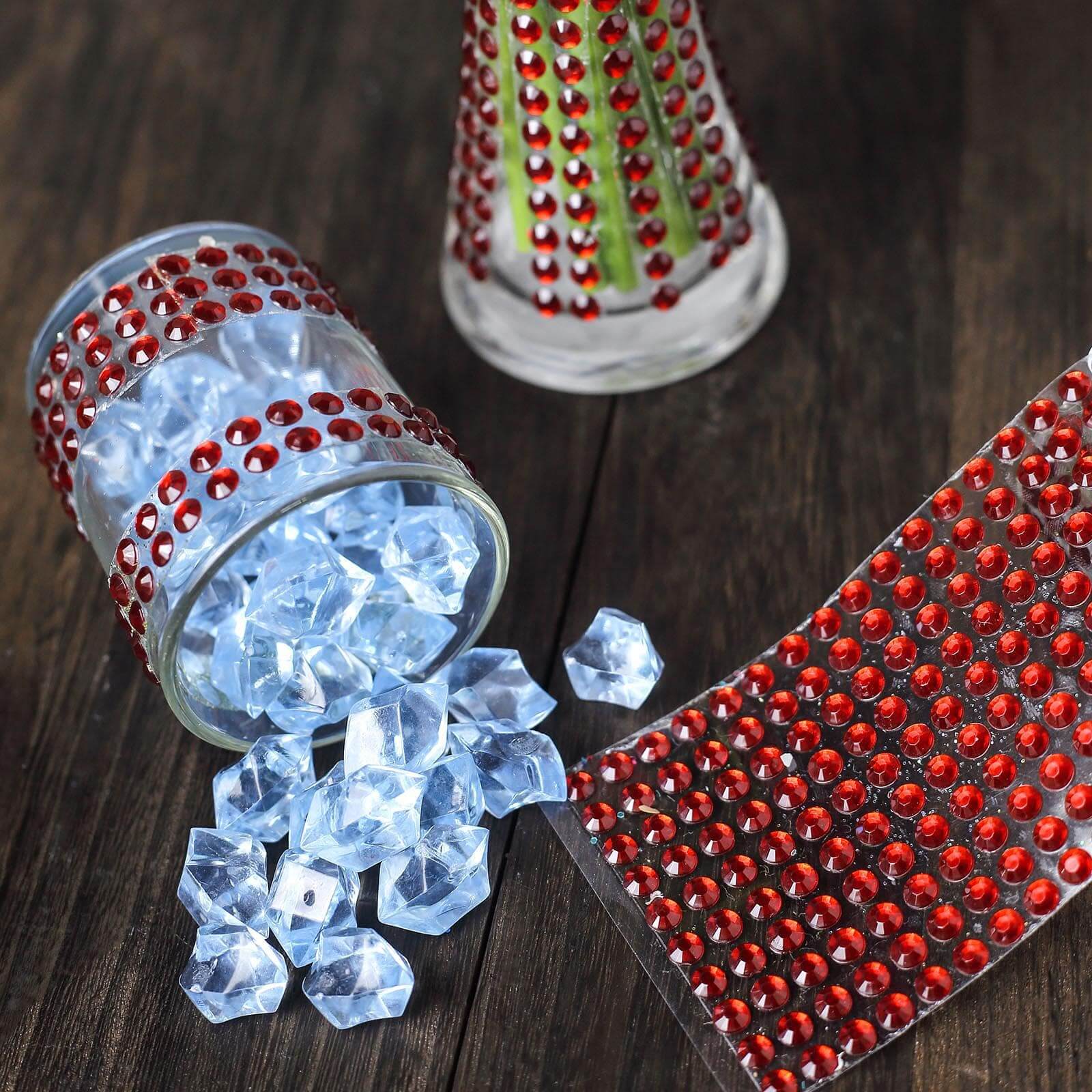 21â€x11" Red Self Adhesive Rhinestone Diamond Sticker Wrap Sheets, DIY Craft Gem Stickers
