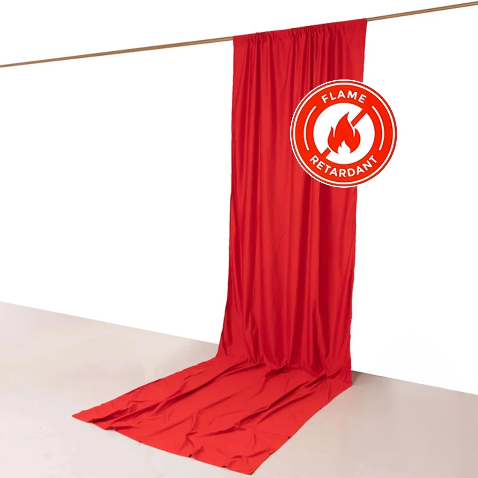Red Scuba Polyester Event Curtain Drapes, Durable Flame Resistant Backdrop Event Panel Wrinkle Free with Rod Pockets - 5ftx14ft - Bell Racket Store