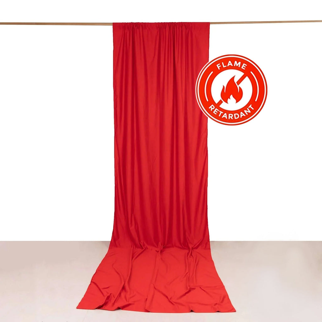 Red Scuba Polyester Event Curtain Drapes, Durable Flame Resistant Backdrop Event Panel Wrinkle Free with Rod Pockets - 5ftx14ft - Bell Racket Store