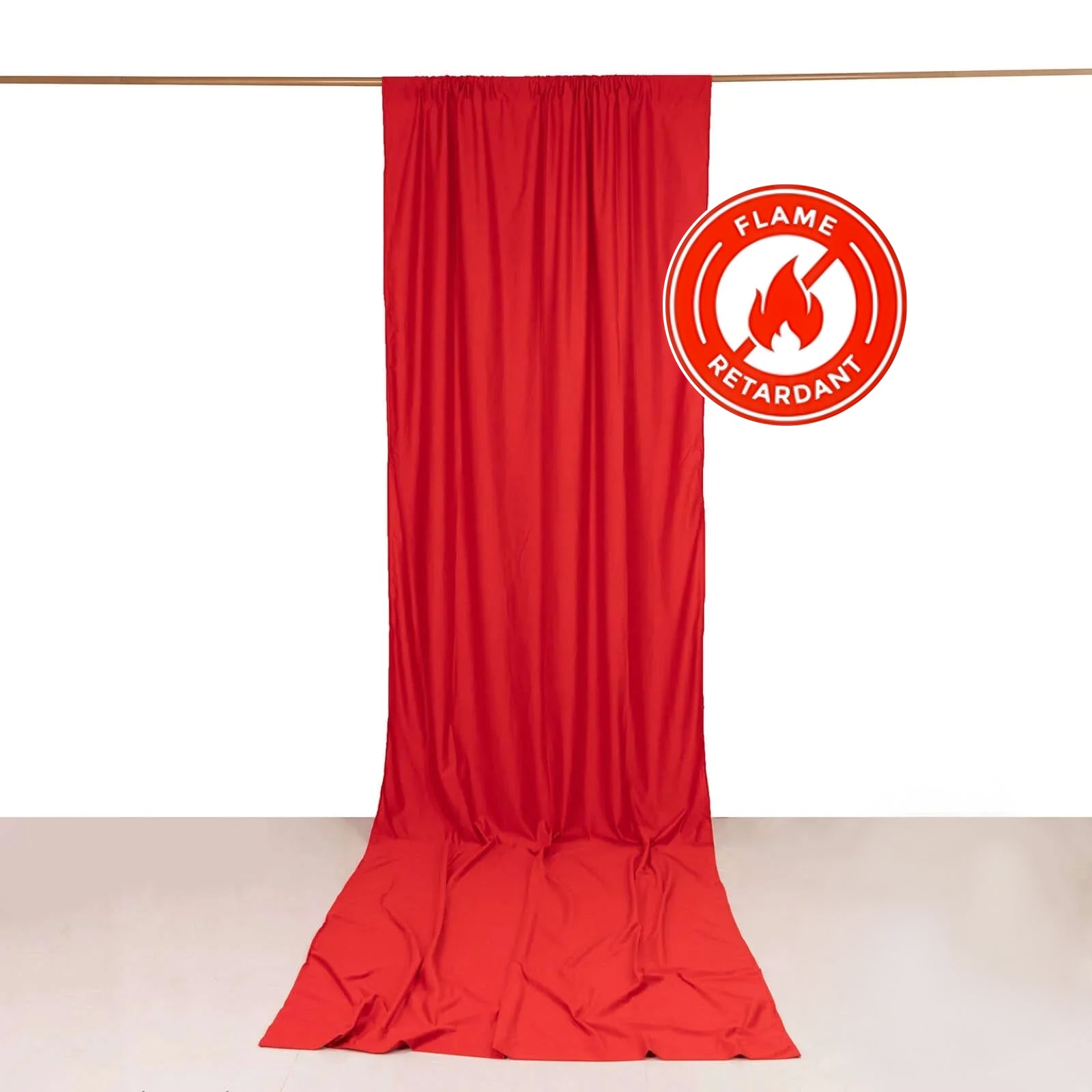 Red Scuba Polyester Event Curtain Drapes, Durable Flame Resistant Backdrop Event Panel Wrinkle Free with Rod Pockets - 5ftx14ft - Bell Racket Store