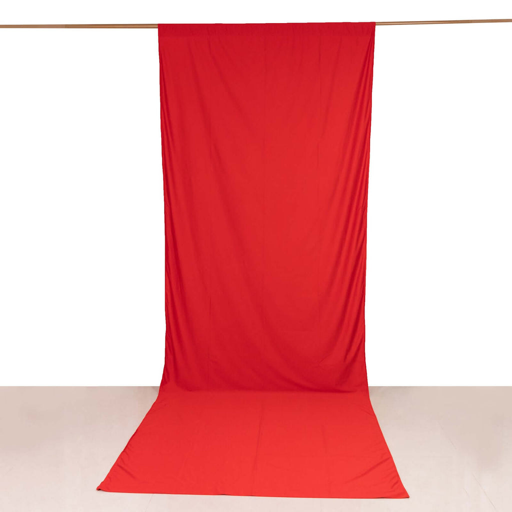 Red Scuba Polyester Event Curtain Drapes, Durable Flame Resistant Backdrop Event Panel Wrinkle Free with Rod Pockets - 5ftx14ft - Bell Racket Store