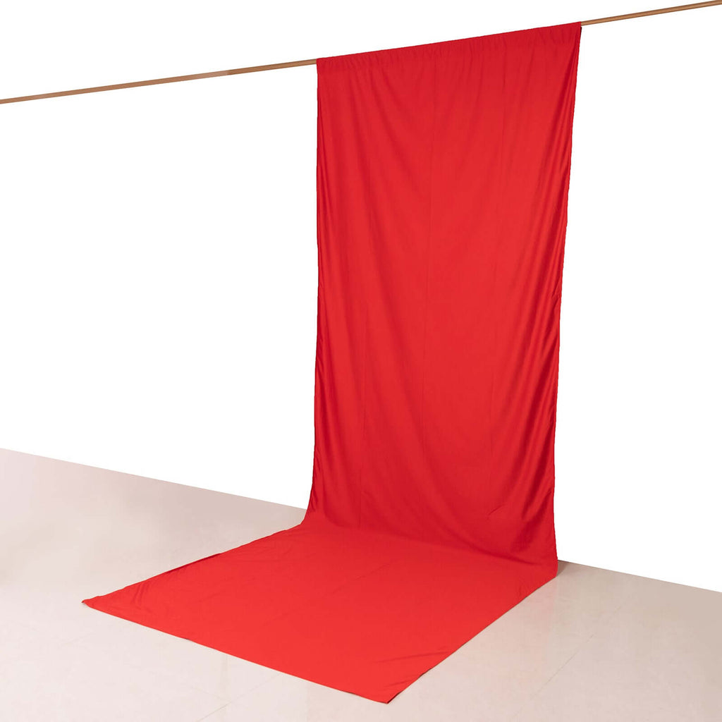Red Scuba Polyester Event Curtain Drapes, Durable Flame Resistant Backdrop Event Panel Wrinkle Free with Rod Pockets - 5ftx14ft - Bell Racket Store
