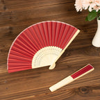 5 Pack Red Asian Silk Folding Fans Party Favors, Oriental Folding Fan Favors