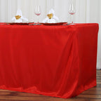 Fitted Polyester 96"x30" Rectangle Tablecloth Red - Durable and Easy to Maintain Table Cover