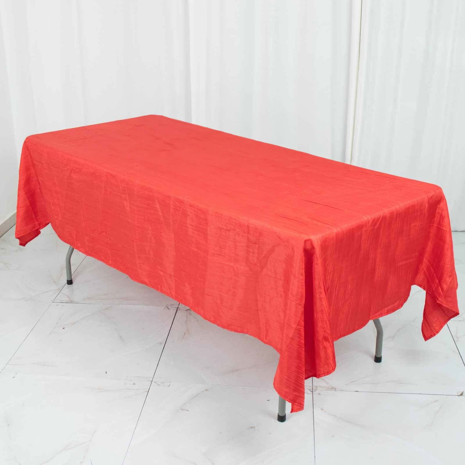 Taffeta 60"x102" Rectangle Tablecloth Red - Accordion Crinkle Table Cover