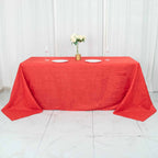 Taffeta 90"x132" Rectangle Tablecloth Red - Seamless Accordion Crinkle Table Cover