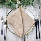 5 Pack Taffeta 20"x20" Napkins Beige - Accordion Crinkle Dinner Napkins