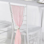 5 Pack Taffeta 6"x106" Chair Sashes Blush Accordion Crinkle Texture - Stylish Decor for Weddings & Gatherings