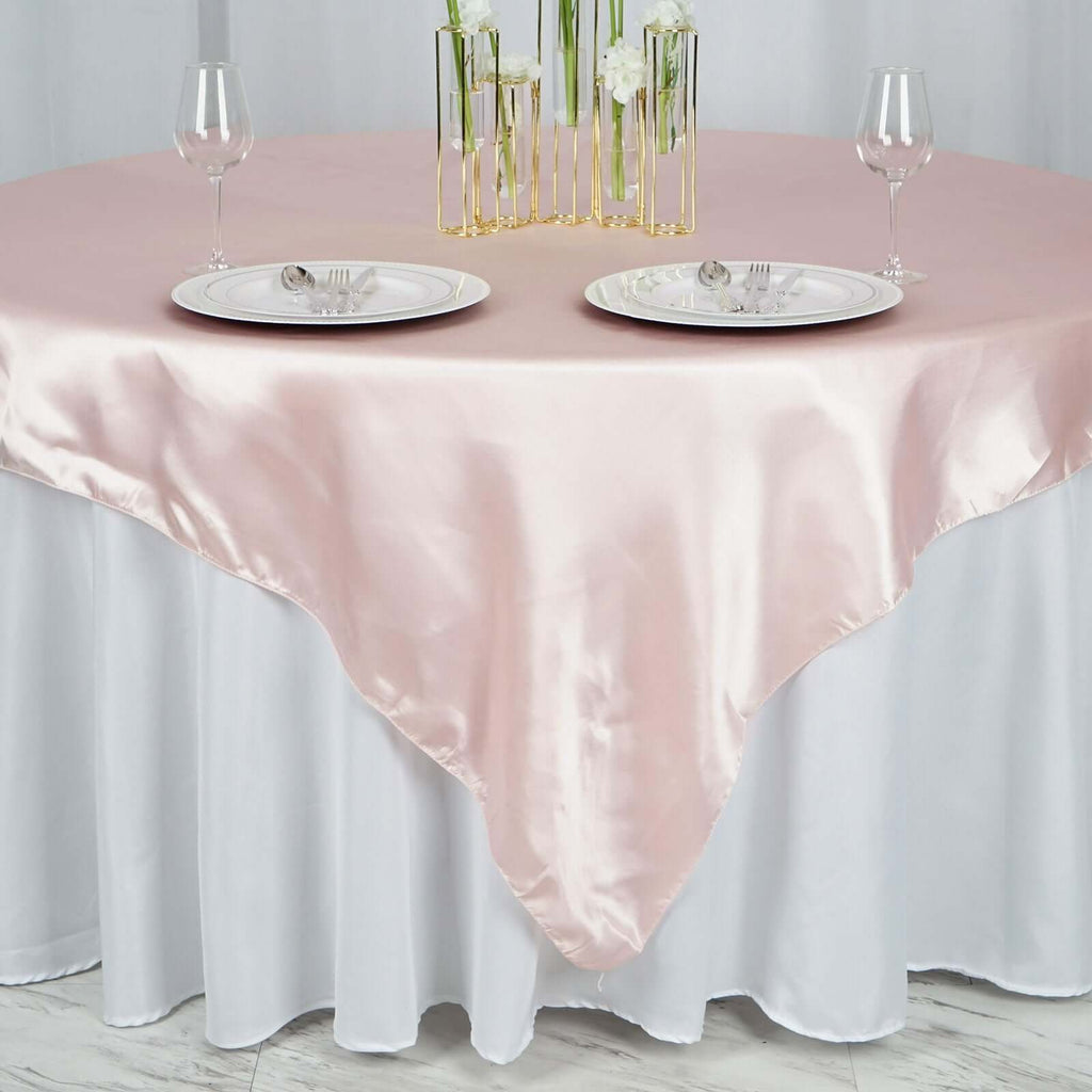 Satin 72"x72" Table Overlay Square Tablecloth Blush - Smooth Finish Table Cover