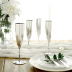 6-Pack Plastic Champagne Flutes in Silver - Classy Disposable Champagne Glasses for Toasting & Cocktail Parties 5oz