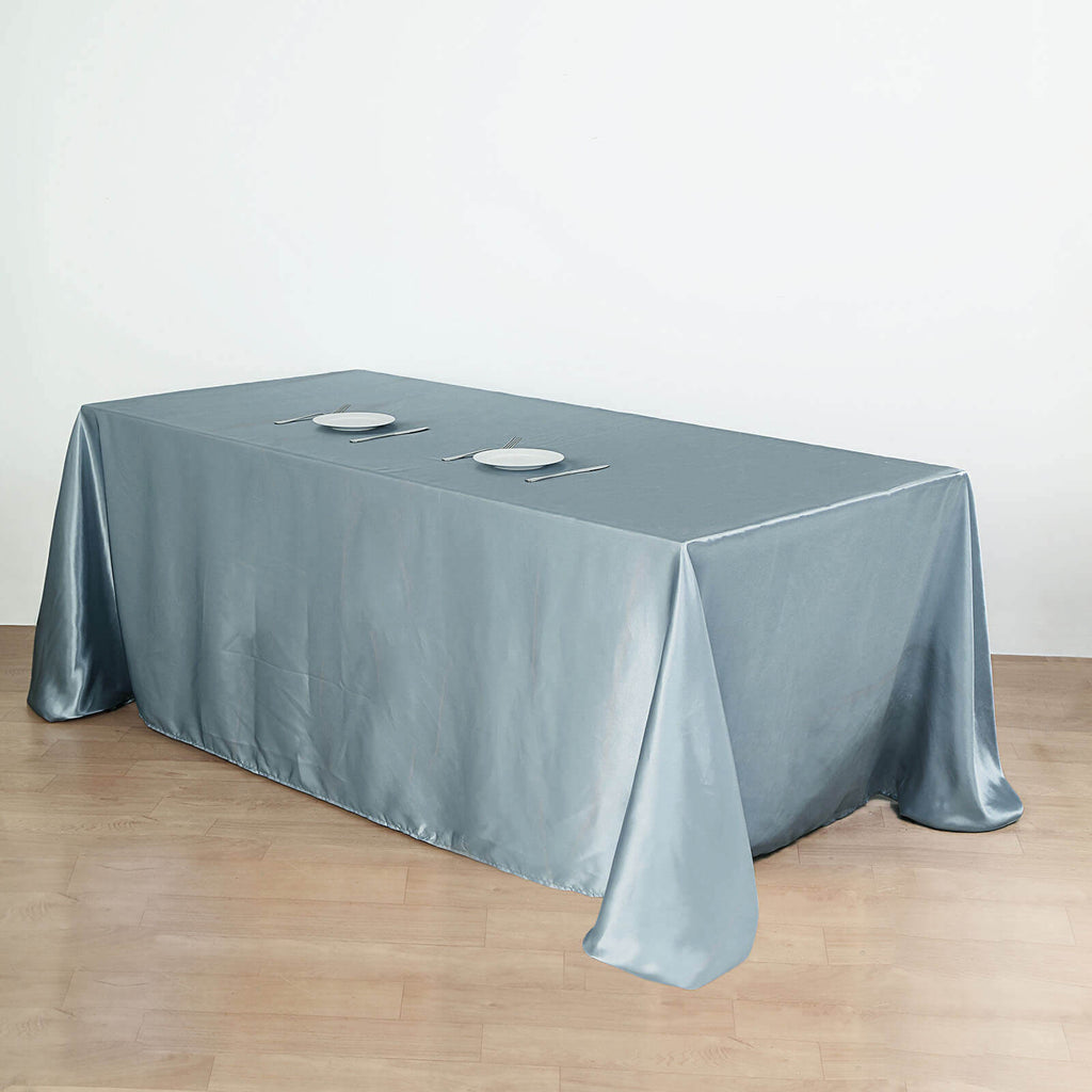 Satin Rectangular 90"x156" Tablecloth Dusty Blue - Seamless Table Cover