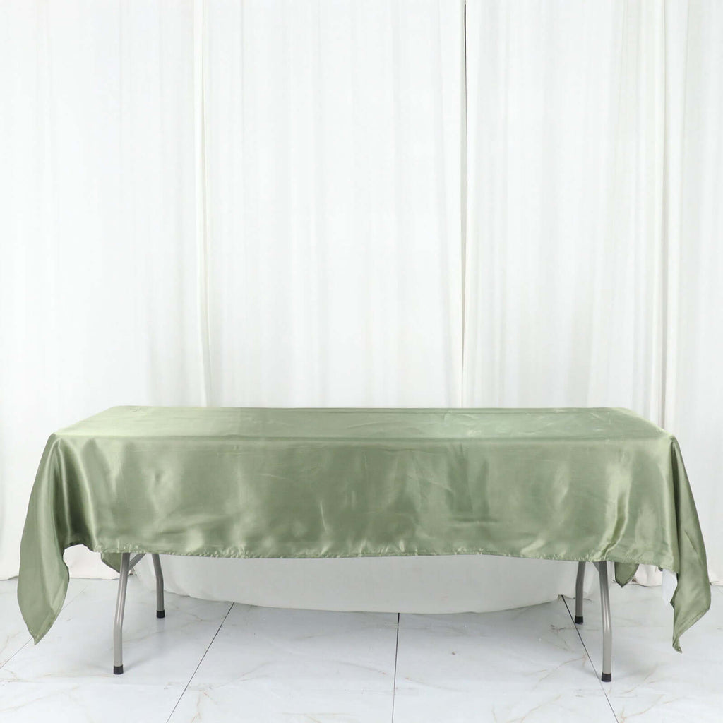 Satin Rectangular 60"x102" Tablecloth Dusty Sage Green - Smooth and Lustrous Table Cover