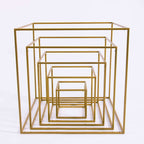 2-Pack Metal Flower Stands Gold Geometric Wedding Centerpieces Square Frame - Durable Display 12"