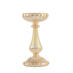Set of 3 Candle Holder Stands Gold Mercury Glass Pillar Design - Stylish Votive Centerpieces for Tables & Decor 7", 8", 10"
