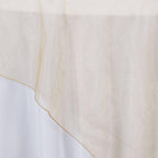 Organza 72"x72" Table Overlay Square Tablecloth Gold - Sheer Design for Stylish Events