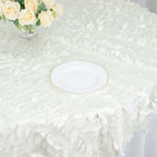 Taffeta 72"x72" Table Overlay Square Tablecloth Ivory - 3D Leaf Petal Table Cover