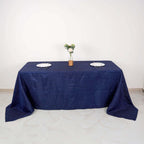 Taffeta 90"x132" Rectangle Tablecloth Navy Blue - Seamless Accordion Crinkle Table Cover