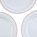 10-Pack Plastic Dinner Plates White with TrÃ¨s Chic Rose Gold Rim - Perfect Disposable Party Plates 10"