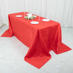 Taffeta 90"x132" Rectangle Tablecloth Red - Seamless Accordion Crinkle Table Cover