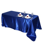 Satin Rectangular 90"x156" Tablecloth Royal Blue - Seamless Table Cover