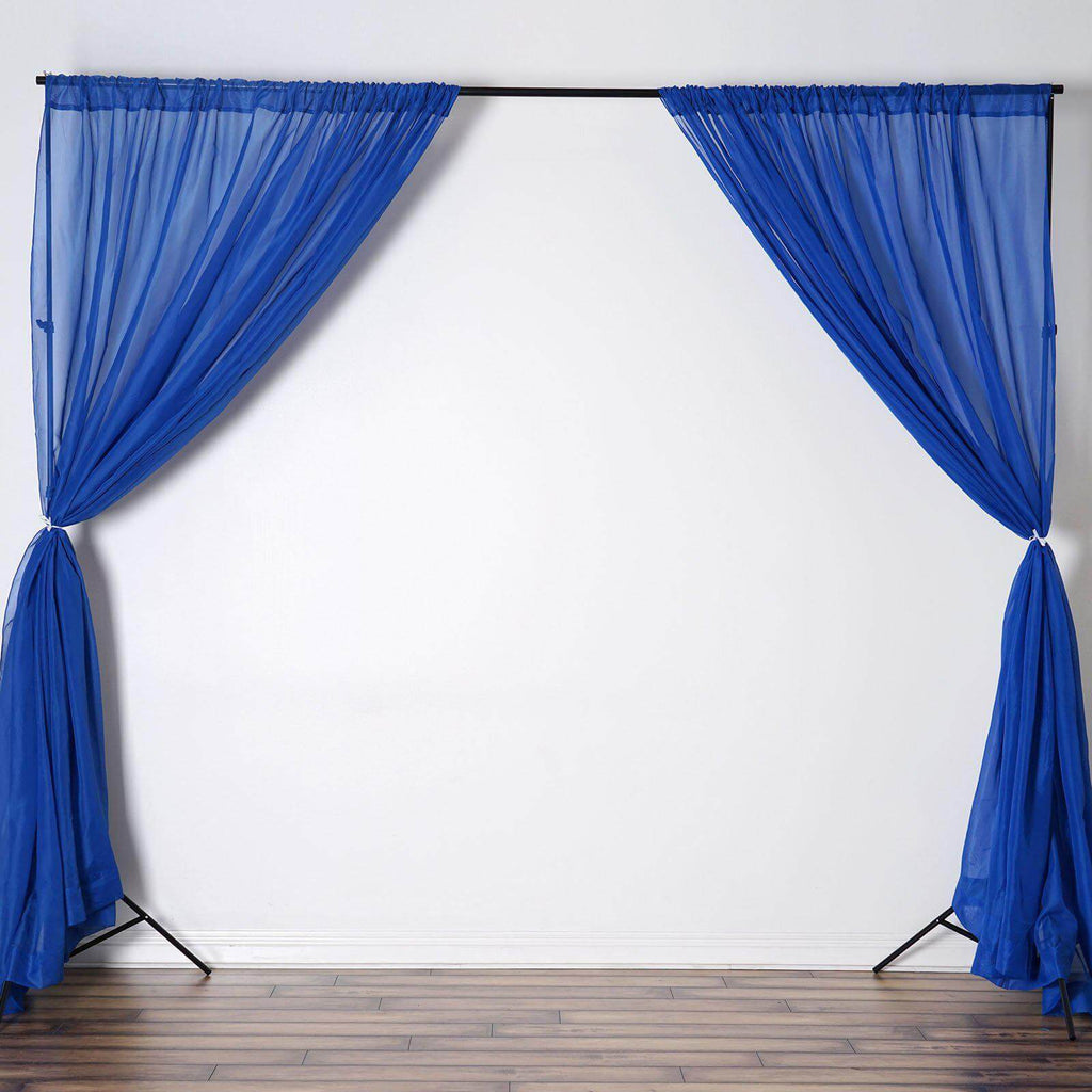 2 Pack Royal Blue Sheer Chiffon Event Curtain Drapes, Durable Flame Resistant Organza Backdrop Event Panels With Rod Pockets - 10ftx10ft