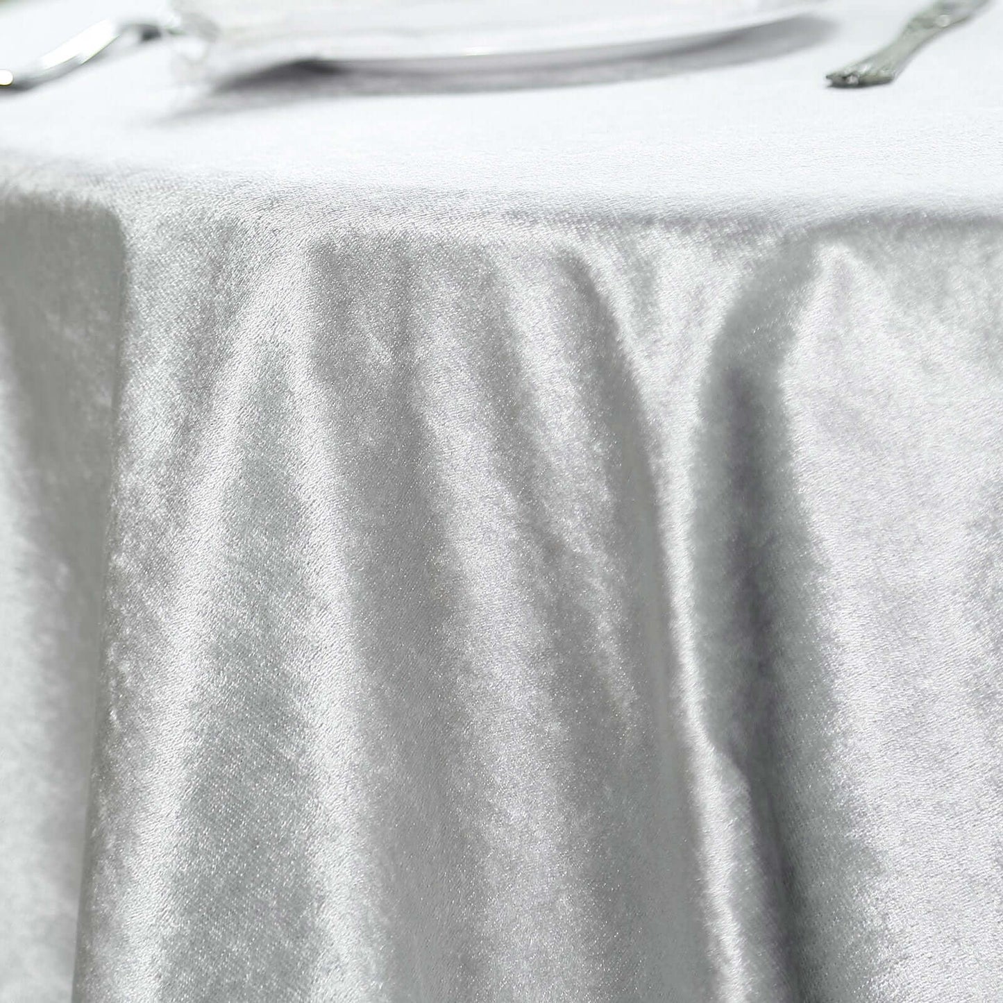 Velvet 72"x72" Table Overlay Square Tablecloth Silver - Premium Soft Finish for Sophisticated Celebrations
