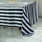 Satin 60"x102" Rectangle Tablecloth Black/White - Stripe Design with Stylish Smooth Finish Table Cover