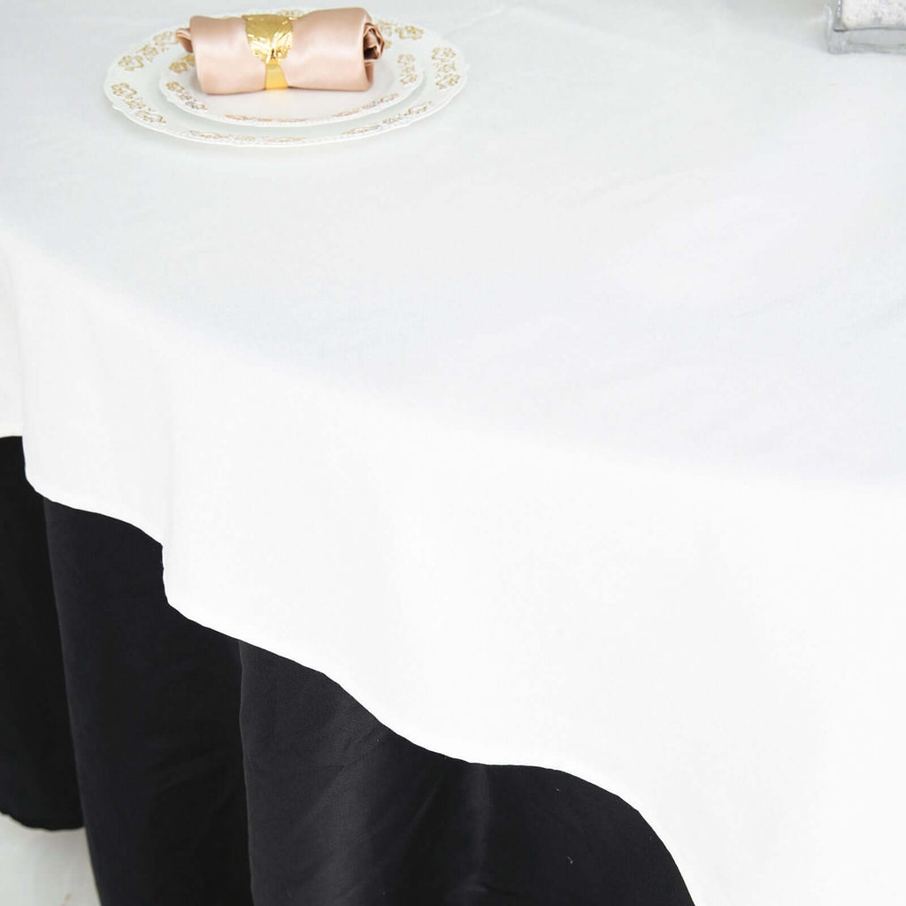 100% Cotton 54"x54" Table Overlay Square Tablecloth White Linen - Sophisticated, Soft & Breathable Fabric Table Topper