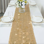 Taffeta Fabric 12"x108" Table Runner Champagne - 3D Leaf Petal Design