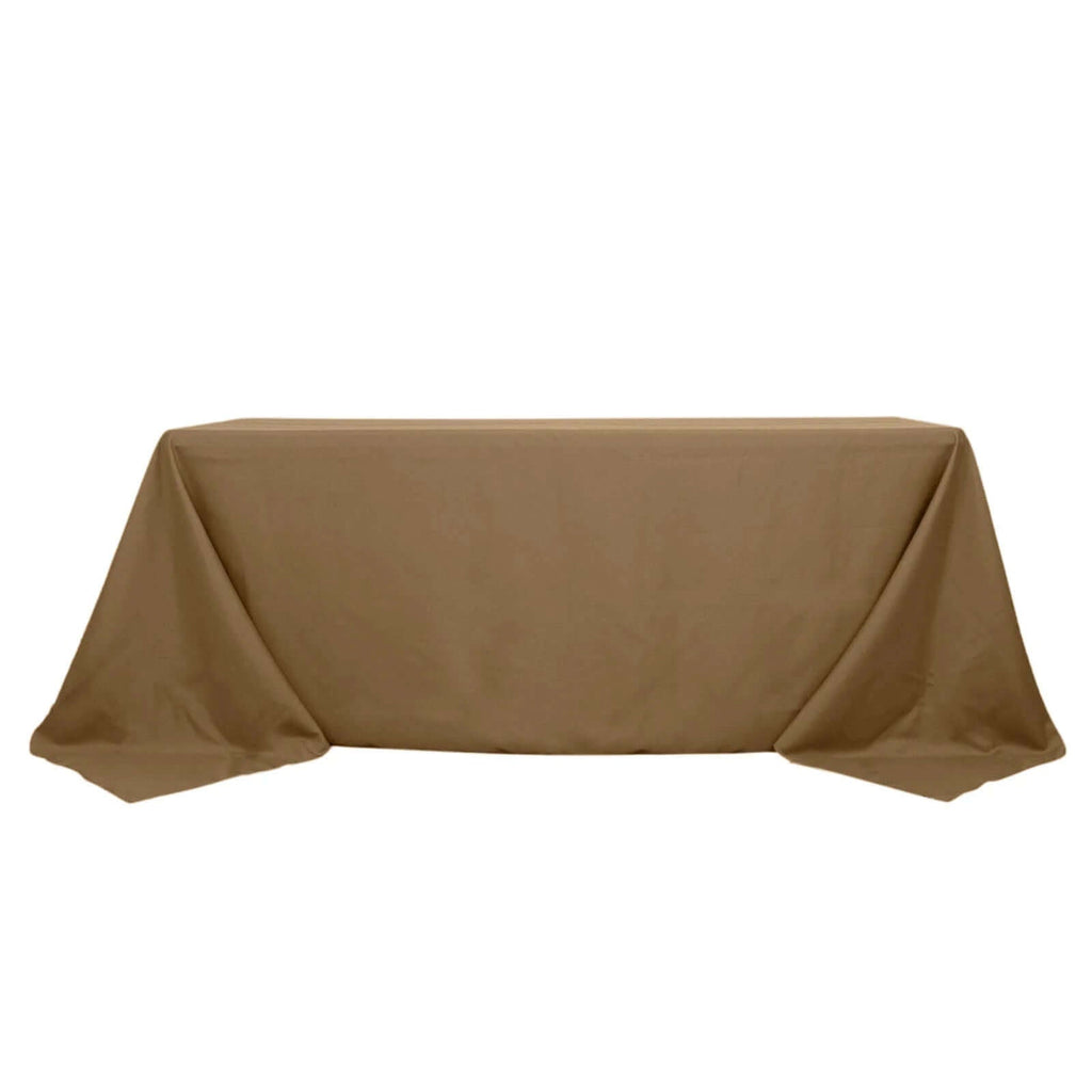 Polyester 90"x132" Rectangle Tablecloth Taupe - Seamless Wrinkle-Resistant Table Cover