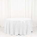Sequin 120" Round Tablecloth White - Seamless Glittering Design for Sophisticated Events