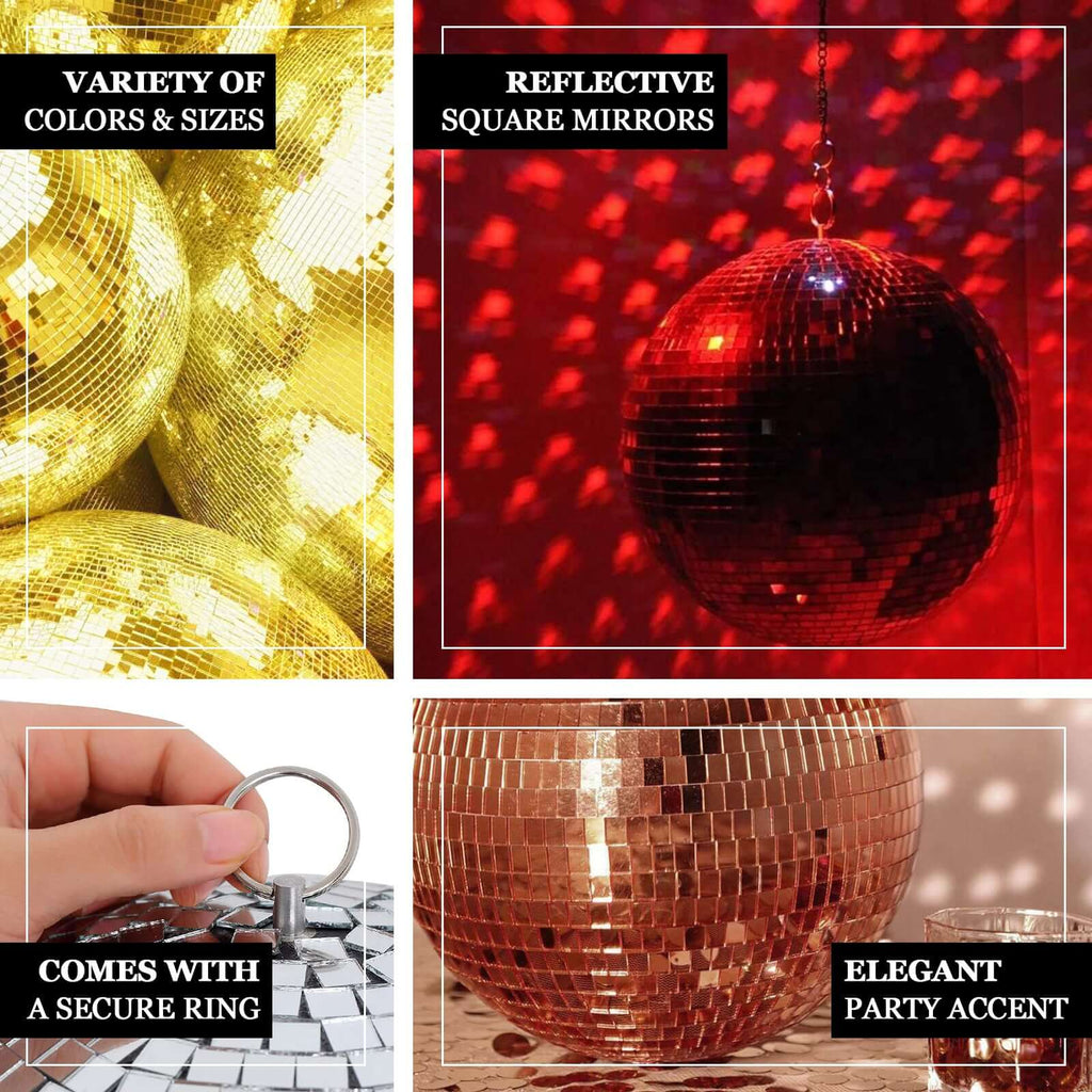 2 Pack 12" Large Silver Foam Disco Mirror Ball With Hanging Swivel Ring, Holiday Party Decor